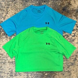 Under Armour The Tech Tee Blue and Green Short Sleeve T-Shirts Men Size Small
